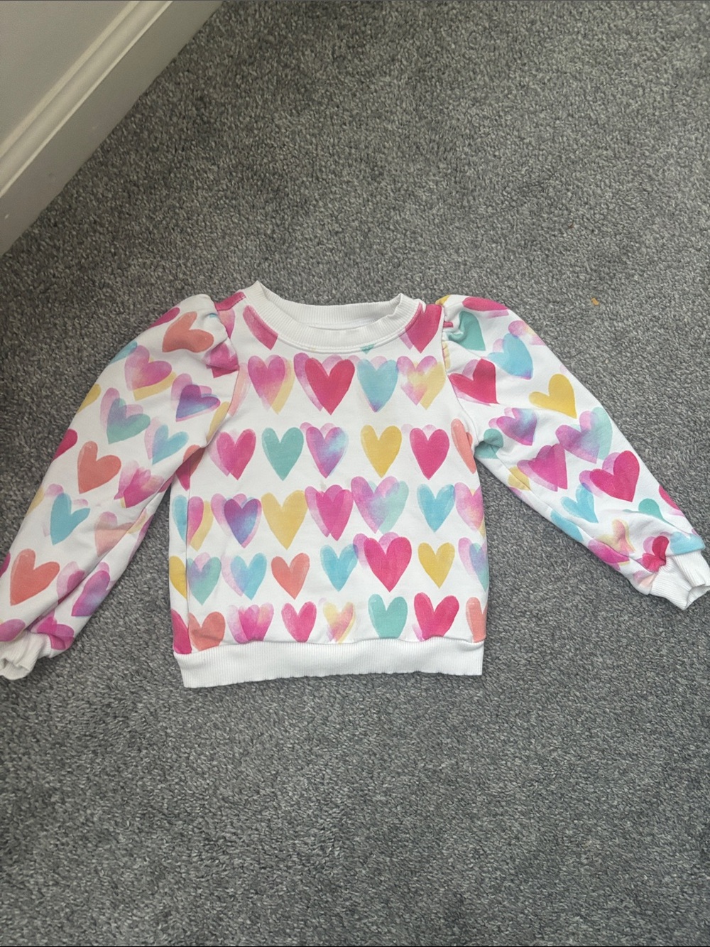 Little Sleepies White Pullover Sweatshirt with Multicolor Hearts